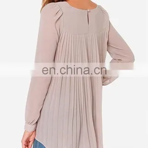CHEFON Casual Chic Look Dip Hem Women Plus Size Blouse Chiffon Long Sleeve thumbnail-2