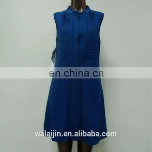Woman's Classic Pleated Front Button Open Shirt Dress Made of Chiffon Crepe thumbnail-5