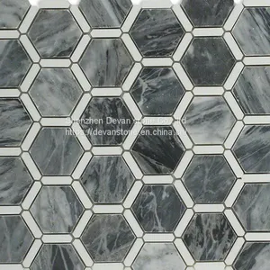 Most Popular Bardiglio Hexagon Mosaic thumbnail-1