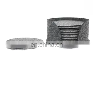 Laser Cut Round Felt Drink Coaster With Printed Logo Cup Coasters Set With Holder thumbnail-2