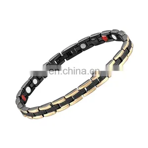 Silver and Gold Plated Stainless Steel Magnetic Bracelet Powerful Mens Magnetic Therapy Bracelet thumbnail-3