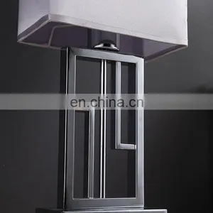 Western Elegant Design Rectangle Iron Material Cheap Bedside Study Table Lamp for Home Decor thumbnail-5