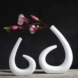 Matte Simple Style Unique Creative Water Drop Ceramic Dry Flower Vase For Hotel Office thumbnail-2