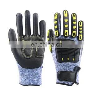 Heavy Duty Industrial TPR Anti Impact Leather Cut Resistant Oil Field Mechanic Safety Working Gloves For Men thumbnail-1