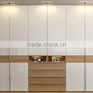 Customized Modern Wood Door Designs Bedroom Furniture Walk in Wardrobe thumbnail-5