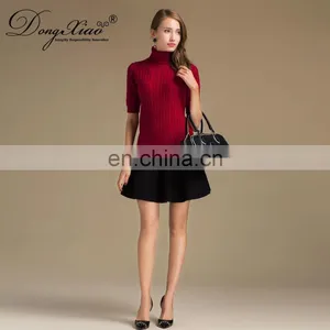 2024 Classic Cable Knit Women's Turtleneck Pullover Half Sleeves Cashmere Sweater Winter 100% Cashmere Solid Pattern Logo Back thumbnail-1