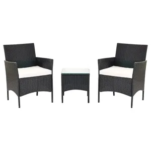 Modern Design 3-Piece Outdoor PE Rattan Garden Coffee Set Factory Direct Delivery Courtyard Portable Garden Sofa Set thumbnail-2