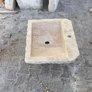 Travertine Marble Rectangular Vessel Sink Factory Direct Wholesale Customizable Hand Wash Basin OEM ODM Marble Sink for Hotel thumbnail-3