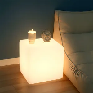 PE Plastic RGB LED Glowing Cube Chair IP65 Waterproof 16 Color Light up Seat for Outdoor Garden Poolside Decoration thumbnail-2