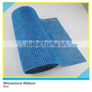 24 Rows 10 Yards Loose Blue Rhinestone Sew On Trims Mesh Roll thumbnail-1