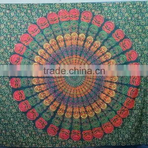 WHOLESALE MANDALA ROUND TAPESTRY WONDERFUL PRINT COTTON BEDSHEET thumbnail-2