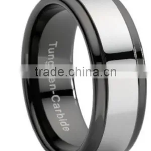 Classic Tungsten Finger Ring in Black Plating and Polished thumbnail-1