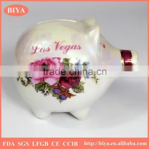 Pink Pig Piggy Bank Savings Bank Money Box Coin Box Print Colorful Pearl Glazed for Souvenir and Decorative Custom Logo thumbnail-1