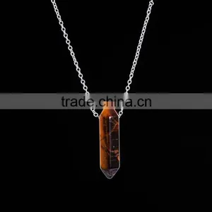 2016 Trendy Hot Style Rose Quartz Natural Stone Bullet Necklace SMJ0138 thumbnail-4