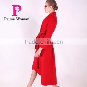 2016 New Design Spring Women Length Slim Fit Wool Coat With Belt thumbnail-2