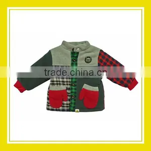 2016 Fashion Products Bros Baby Lion Red Grey Checked Pattern Red Shaped Pocket Unisex Long Sleeve Fleece Jacket thumbnail-1