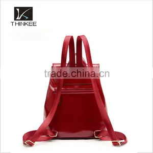 China Shop Fashion Korean Style Women Red Leather Backpack for Girls Made in China thumbnail-2