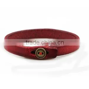 >>New Arrival Classic Plain Leather Bracelet,button Leather Bracelet// thumbnail-3