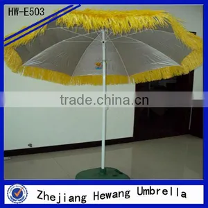 70T Polyester + PP Grass Hawaii Raffia Beach Umbrella Straw Beach Umbrella thumbnail-1