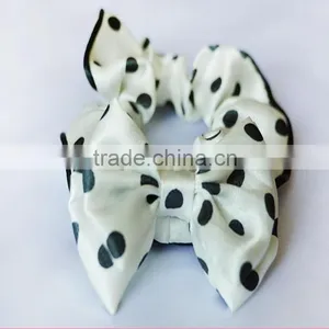 White Velvet Polka Dot Scrunchy Ponytail Holder Hair Accessories for Girls thumbnail-1