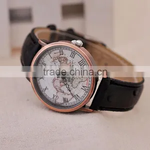 Antique Women Bronze Case Wrist Watch Vogue World Map Fashion Quartz 3ATM Horloges thumbnail-4