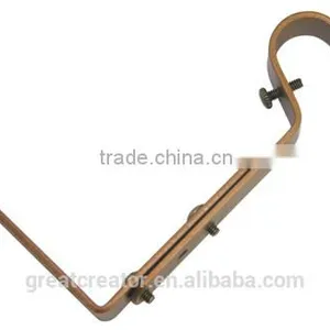 Gold Extendable Metal Curtain Rod Brackets for 3/4" (19mm) Pole thumbnail-1