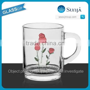 SH322 Cartoon Tulip Series Drinking Cappuccino Glass Cup Handle Cartoon Tulip Coffee Decorative Glass Cup thumbnail-1