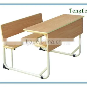 Double Desk and Chair for School Furniture, Antique School Desk and Bench Set for College thumbnail-1