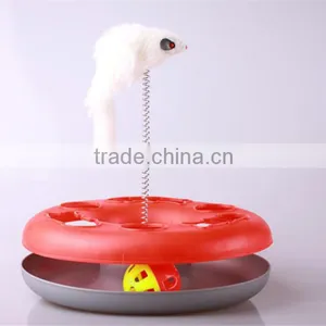 Pet's Toys Cat Happy Plastic Fircle Spring Cat Playing Toys With Mouse Swing thumbnail-1