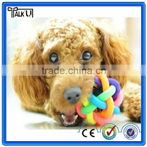 Colorful Rainbow Soft Rubber Dog Chew Bell Ball, TPR Woven Teeth-cleaning Pet Toy Chew Bell Ball thumbnail-5