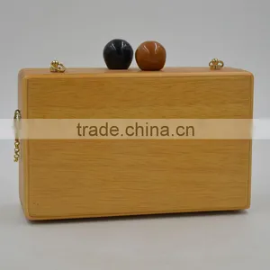 American Famous Brand Double Balls Lock Women Wooden Bag Evening Clutch Ladies Hard Case Day Clutches Minaudiere Handbag Purse Quality Choice thumbnail-6