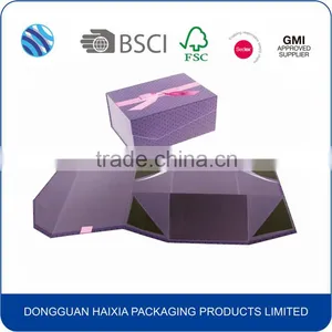High Quality Cardboard Rigid Paper Magnetic Folding Storage Gift Box With Ribbon thumbnail-1