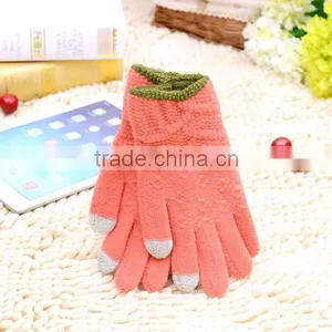 Crossbanding Woolen Yarn Touch Screen Gloves With Conductive Fiber Fingertips For Christmas 2015 thumbnail-4