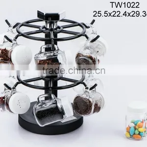 12pcs Glass Spice Jar With Plastic Rack (TW1022) thumbnail-1