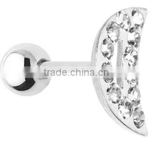 Clear Crystal Moon Cartilage Tragus Piercing Fashion Cartilage Earrings thumbnail-1