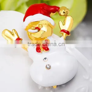 Hooray Red Hat Snowman Gold Plated X'mas Brooch thumbnail-4