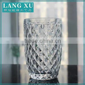 Hand Pressed Transparent Unique Shaped Wholesale Tumbler Drinking Water Glass thumbnail-1