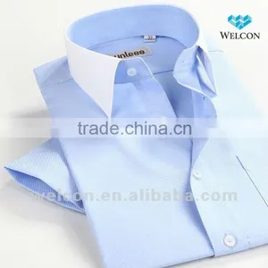 Pure Cotton Latest Brand Design Hot Sale Fashion Business Dress Dobby Short Sleeve Shirts for Men thumbnail-1