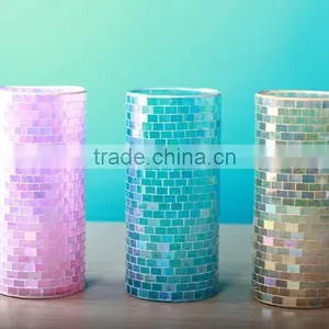Glass Mosaic Decorative Vase, Mirrored Mosaic Vase With Decoration thumbnail-1