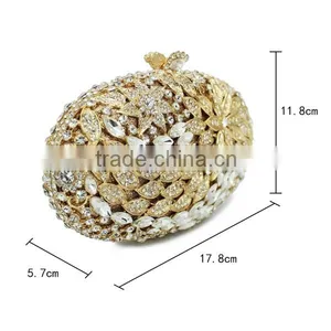 New Design Gold and Silver Oval Shape Rhinestone Evening Clutch Ladies Handbag Fashion (8732A-GS) thumbnail-2