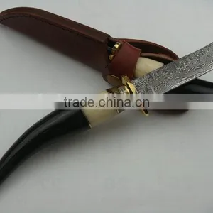OEM Ox Horn/Camel Bone/Brass Handle Damascus Knife thumbnail-4