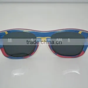 2015 Top Quality Retro Sunglasses Custom Handmade Skateboard Wood Sunglasses Frames Polarized Yellow Lens Sunglasses thumbnail-4