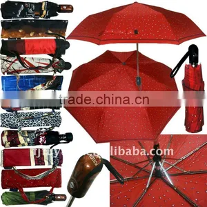 21inch 8k 3 Folding Lady Red Printed Good Quality Umbrella thumbnail-1