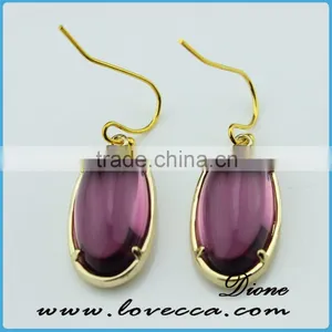 Gold Brushed Finish Crystal Earrings Latest Single Stone Earring Designs thumbnail-2