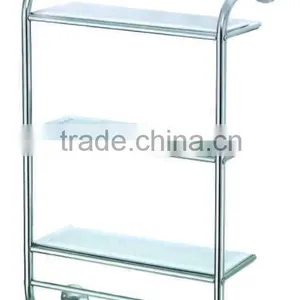 3 Tier Chrome Metal Wall Mounted Towel Bathroom Rack thumbnail-1