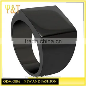 Jingli Jewelry Cheap Factory Price Black Plated Stainless Steel Custom Design Mens Signet Rings thumbnail-1