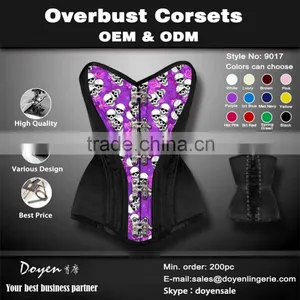 2016 Tan Overbust Artificial Skull Women Secret Open Top Lingerie Corset thumbnail-1