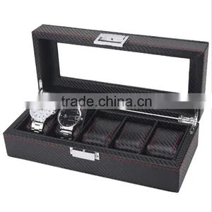 Chinese Factories Wholesale Custom Carbon Fiber 5 Watches Boxes, Fashion Beautiful Gift Box thumbnail-1