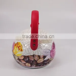 Elegant Red Rose Flower Enamel Kettle Teapot Whistling thumbnail-2