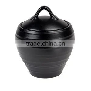 Porcelain Swirl Black Covered Sugar Bowl thumbnail-1
